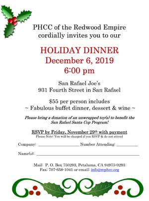 PHCC of the Redwood Empire HOLIDAY DINNER